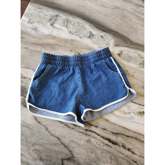 Cello Denim Mirco Shorts White Trim Elastic Waist Casual Summer Cute Comfy Small - Picture 1 of 8
